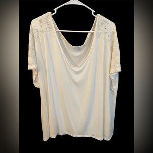 Ellos Cream Lace Accent Women's Blouse Size 26/28